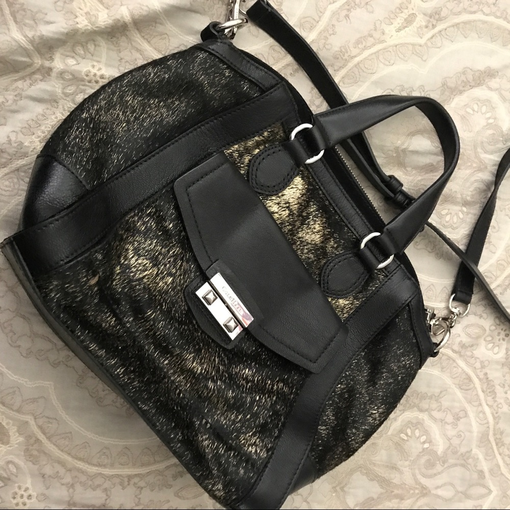 Cole Haan metallic leather gold hair handbag